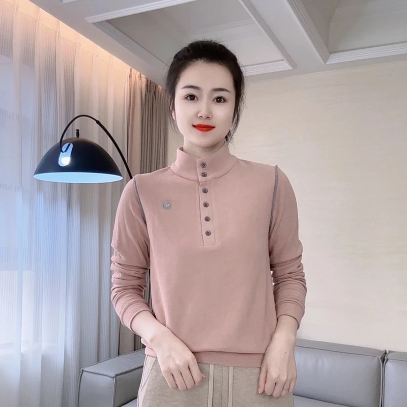 2025秋冬新款加厚长袖衫网红针织时尚休闲百搭打底半高领立领女士