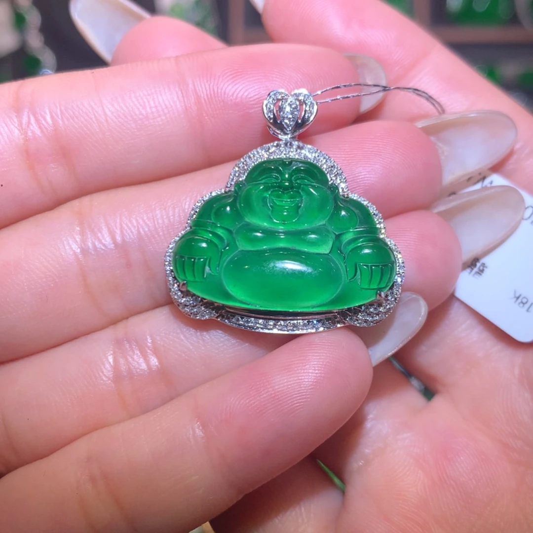 【闪购商品】翡翠颈饰18K金镶嵌天然翡翠