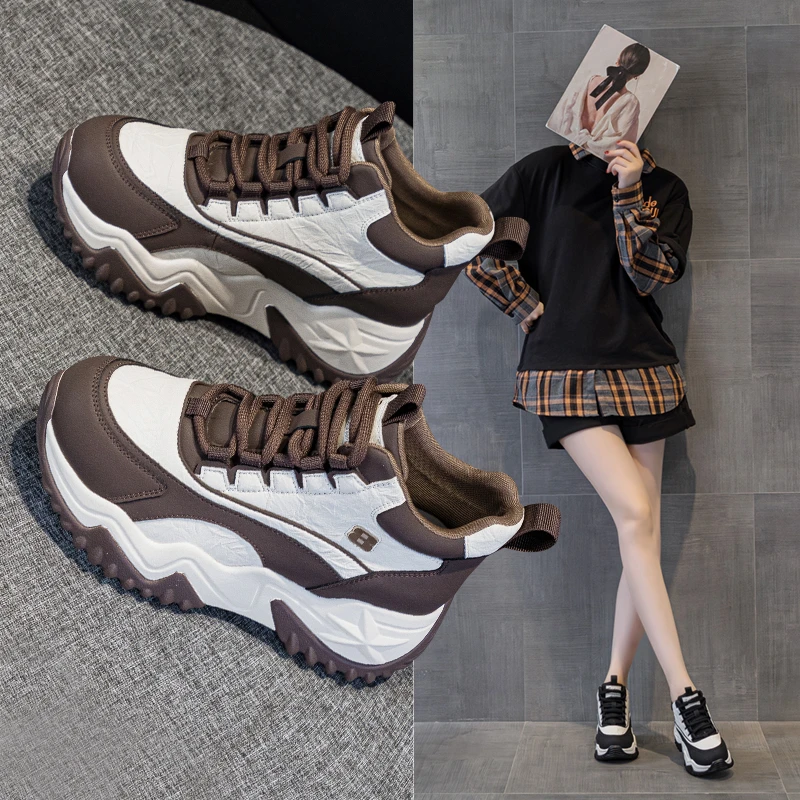 增高厚底老爹鞋女2025春季新款透气软底百搭韩版网红拼色休闲女款