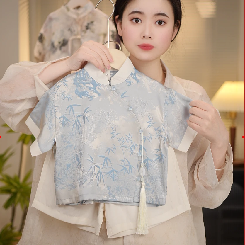 【现货】2025夏季新款男童女童新中式复古日常中国质儿童套装18398