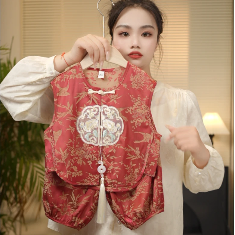 【现货】2025夏季新款男童女童新中式中国风古风中式儿童套装18710