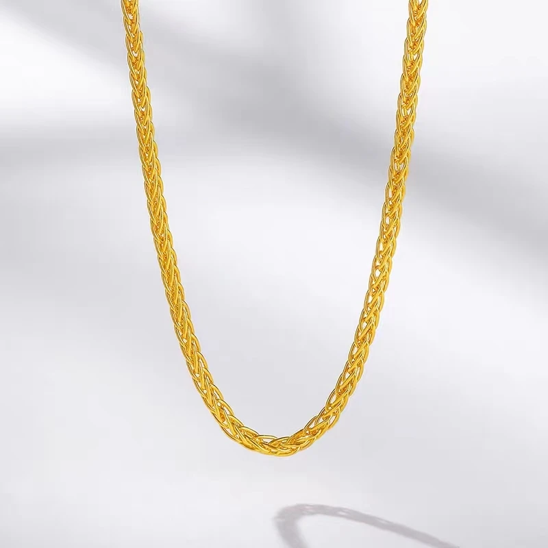 Chow Tai Seng/周大生足金肖邦链麻花绳链时尚百搭项链素链可配坠