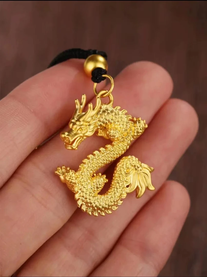 Chow Tai Seng/周大生足金3D硬金龙柱吊坠情侣时尚男士挂坠经典