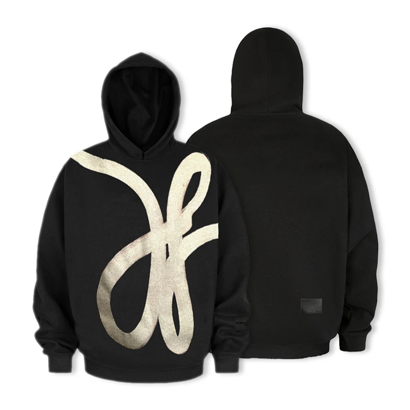 KONOOT不规则条形美式连帽卫衣纯棉潮牌男女宽松情侣长袖帽衫外套