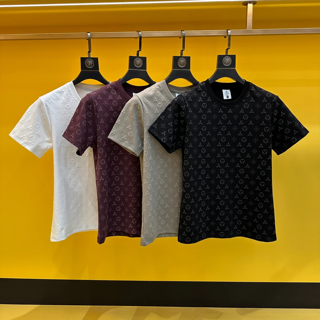 2024早秋满印重工轻奢T恤短袖男时尚透气百搭圆领