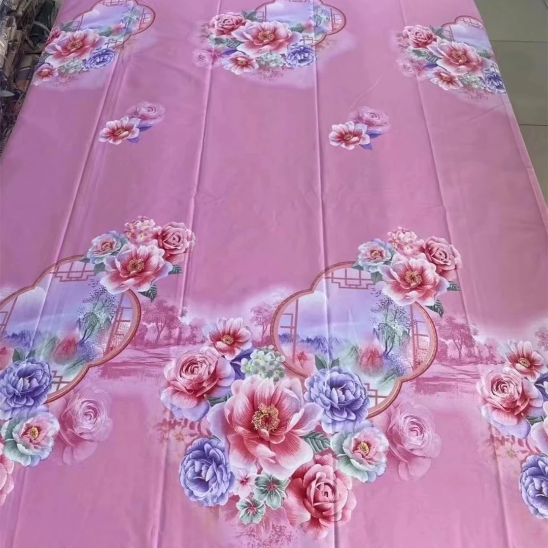 纯棉斜纹布料，牡丹花