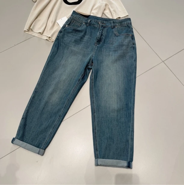 #6085夏款 四面弹牛仔裤直筒百搭复古老爹裤
