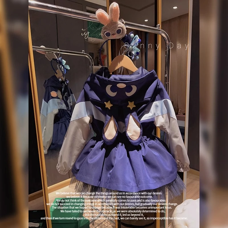 女童卡通兔子警官外套2025春秋季新款中大童可爱中长款连帽风衣