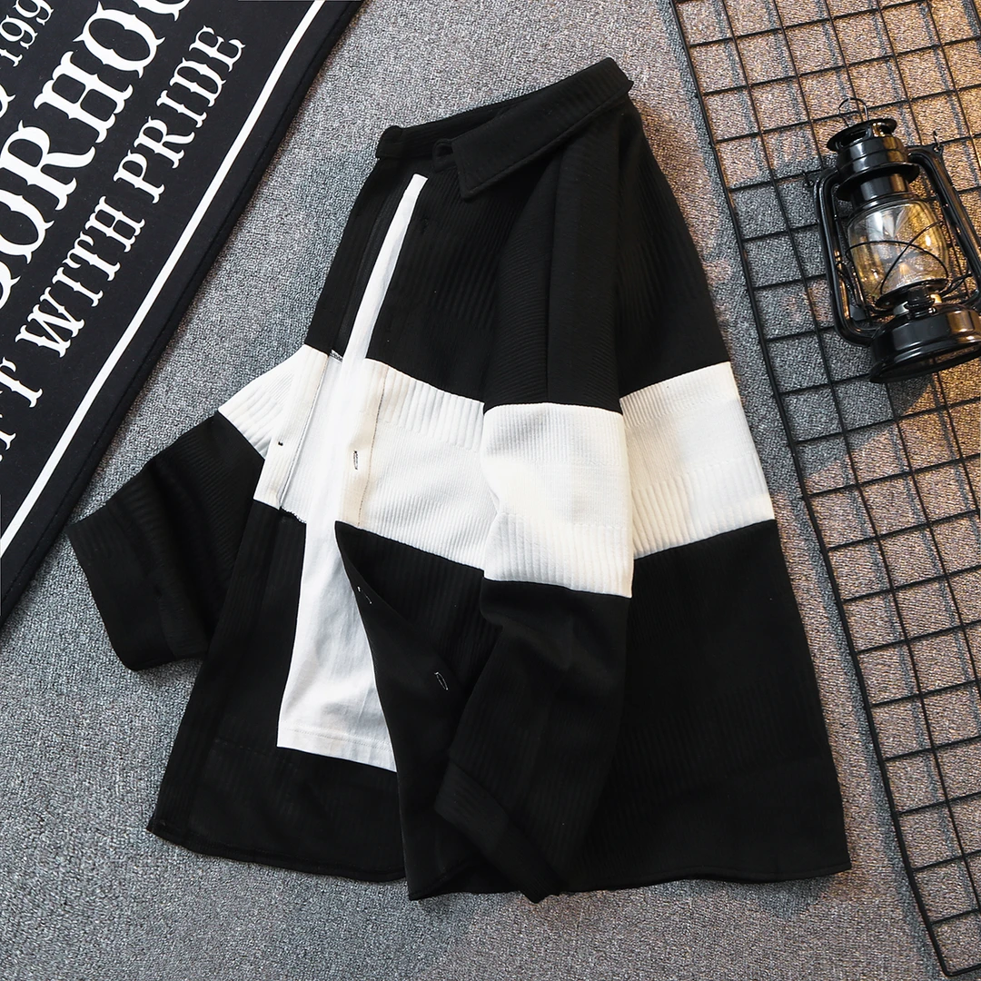 男士长袖衬衫春秋2023新款爆款高级感宽松网红潮男痞帅衬衣外套