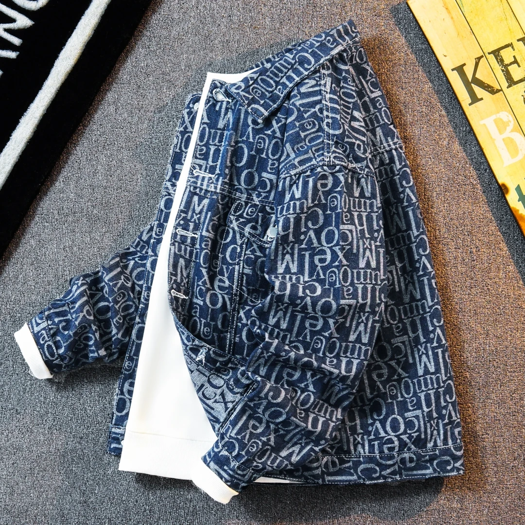 春秋款潮男牛仔外套男士2023新款潮流痞帅高级感美式复古休闲夹克