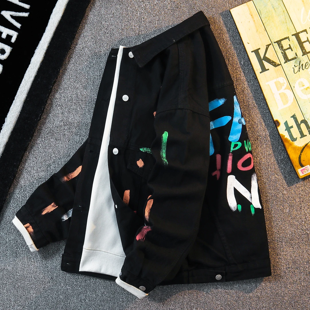 高级感痞帅潮牌牛仔外套男士春秋款潮流炸街帅气美式休闲夹克外衣