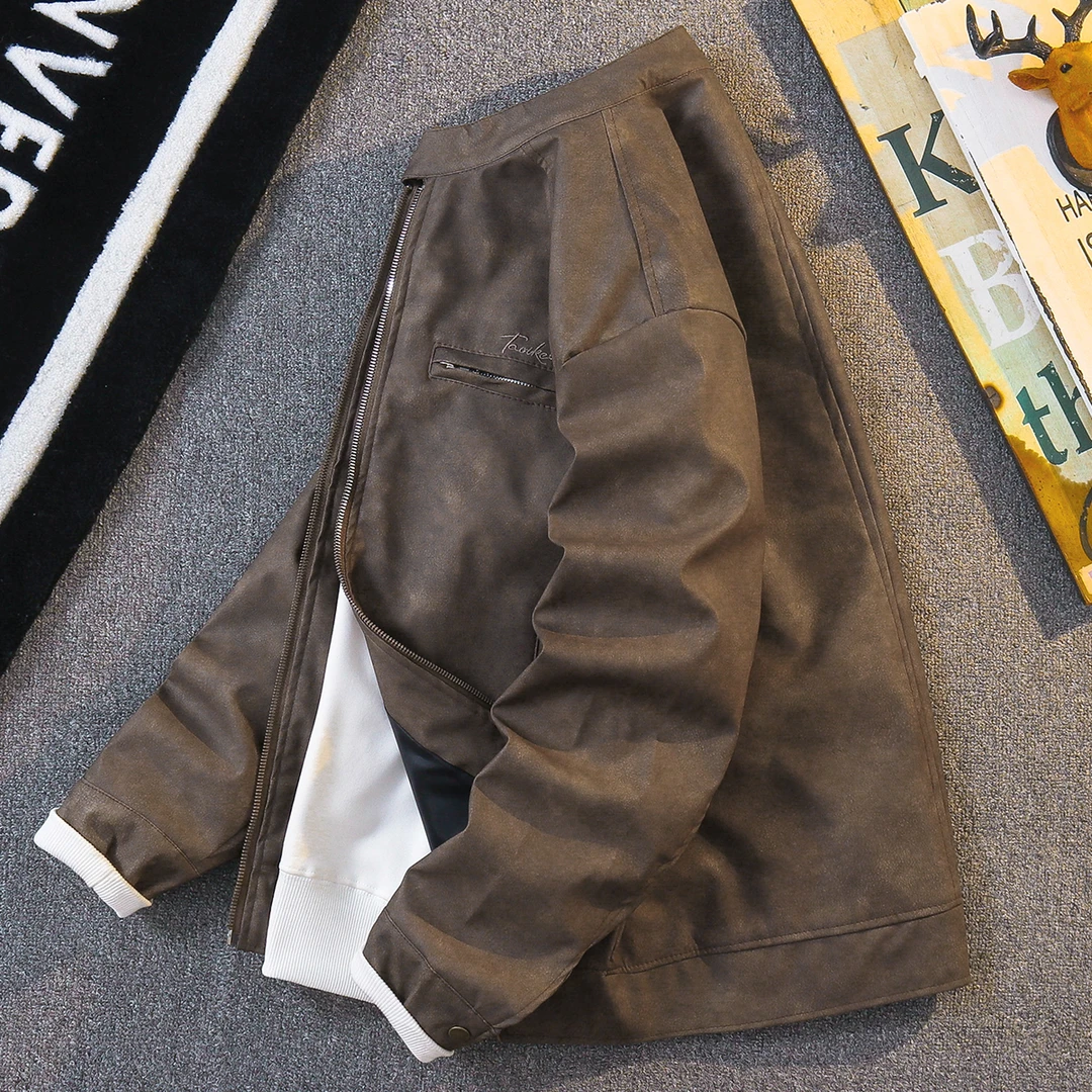 美式复古皮衣外套男2025新款潮流痞帅高级感飞行服pu皮机车服夹克