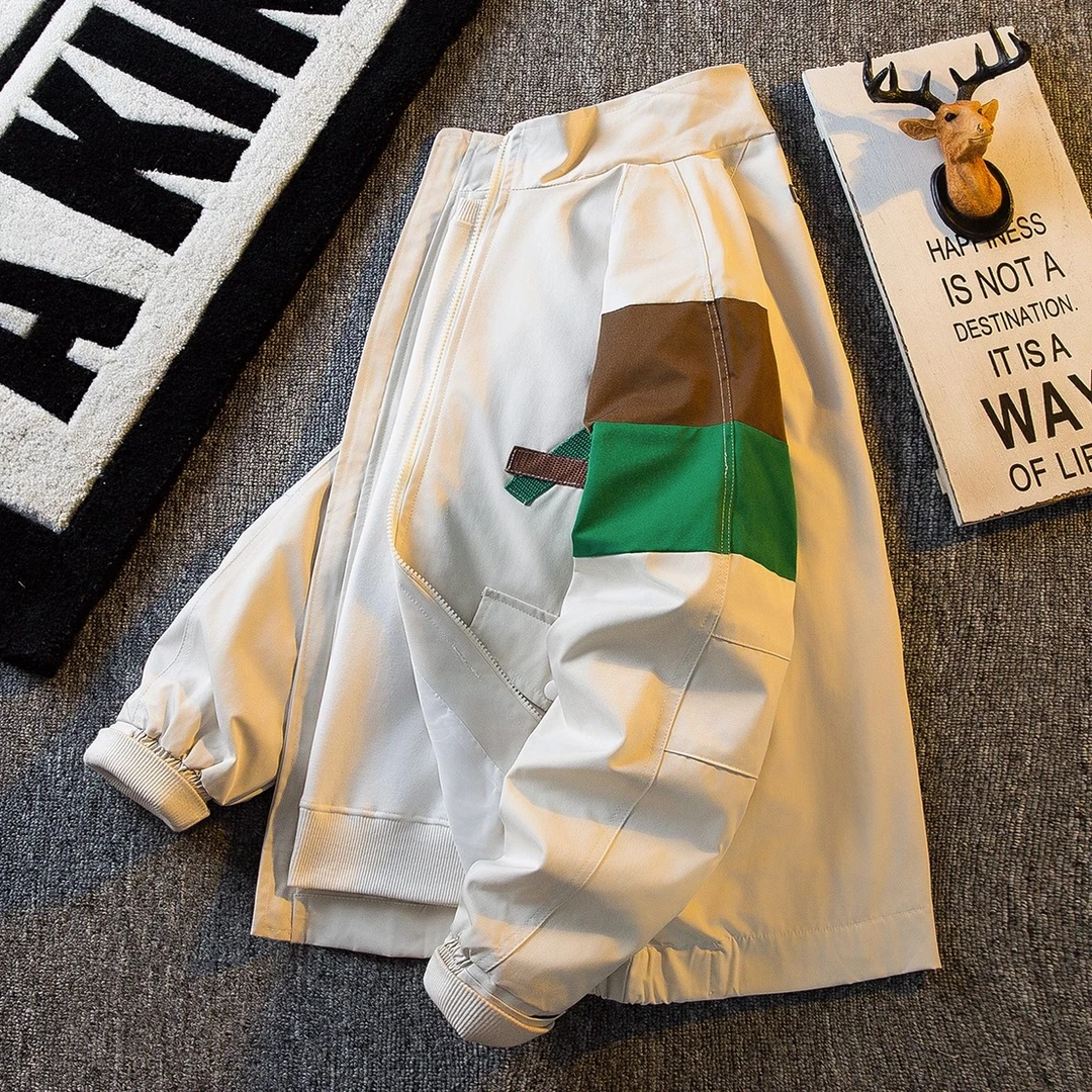 立领外套男春秋款潮流高级感痞帅潮男美式潮牌休闲机车服夹克外衣