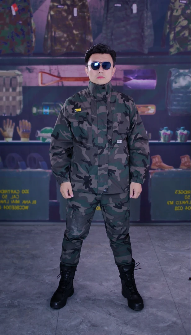 秋冬网格面料弹力迷彩工装防刮耐磨防风防水防尘防油污护腰双加档