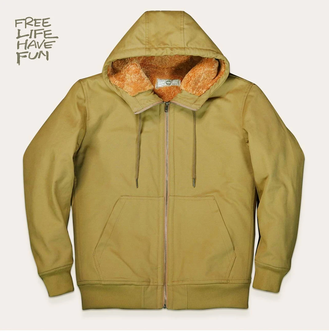 工兵夹克羊羔毛内里帆布连帽休闲男外套冬季帽衫加厚防风夹克外套