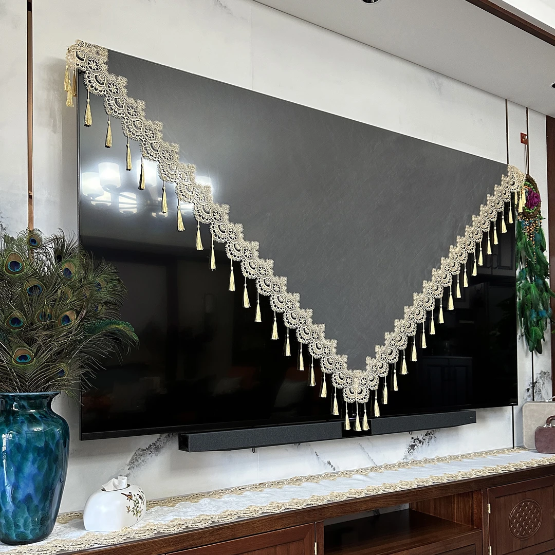 【丽姐专属】新款热销电视盖巾挂墙液晶电视网纱蕾丝防尘罩装饰防尘