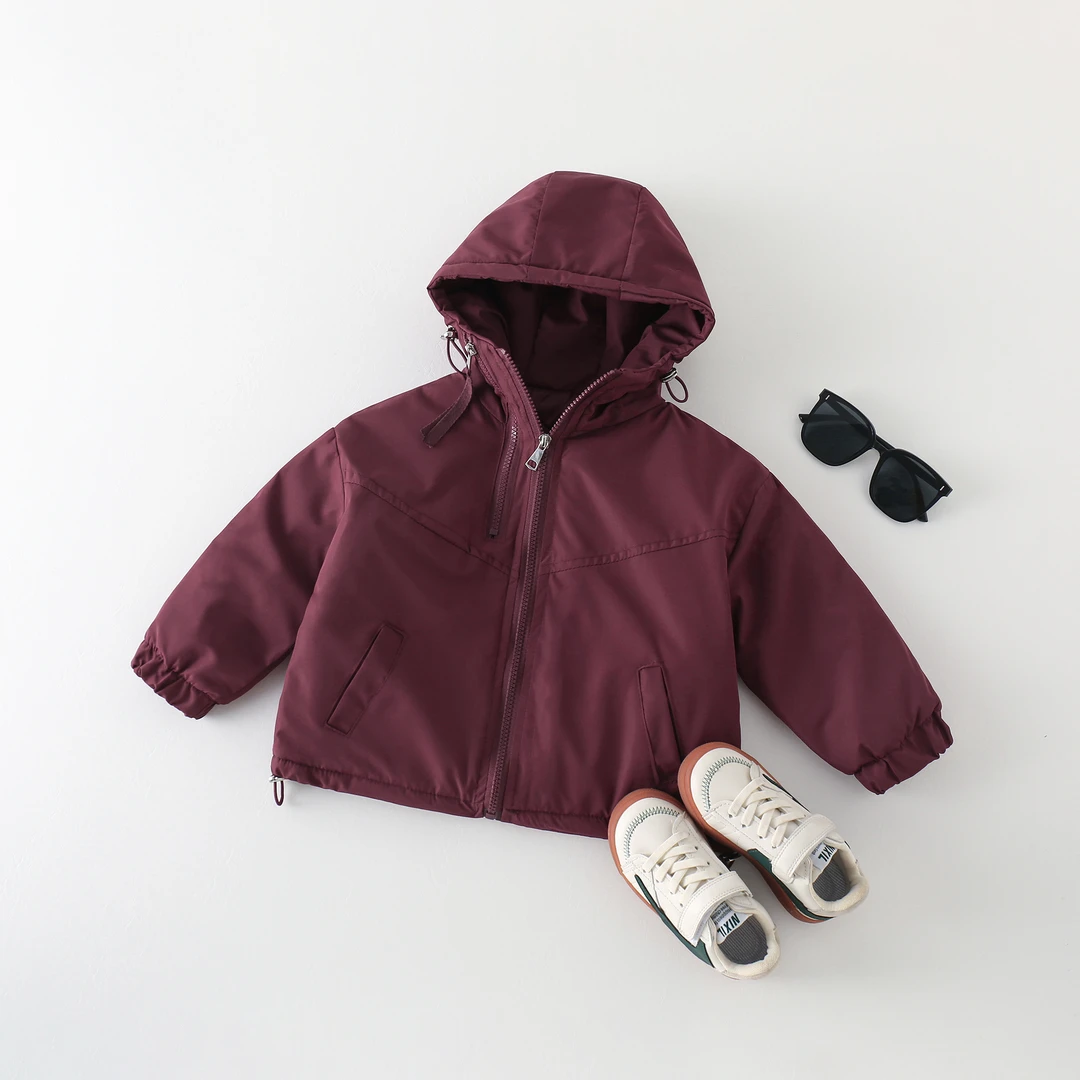 【现货】儿童加棉外套秋冬加厚男童女童冲锋衣休闲时尚连帽保暖百搭