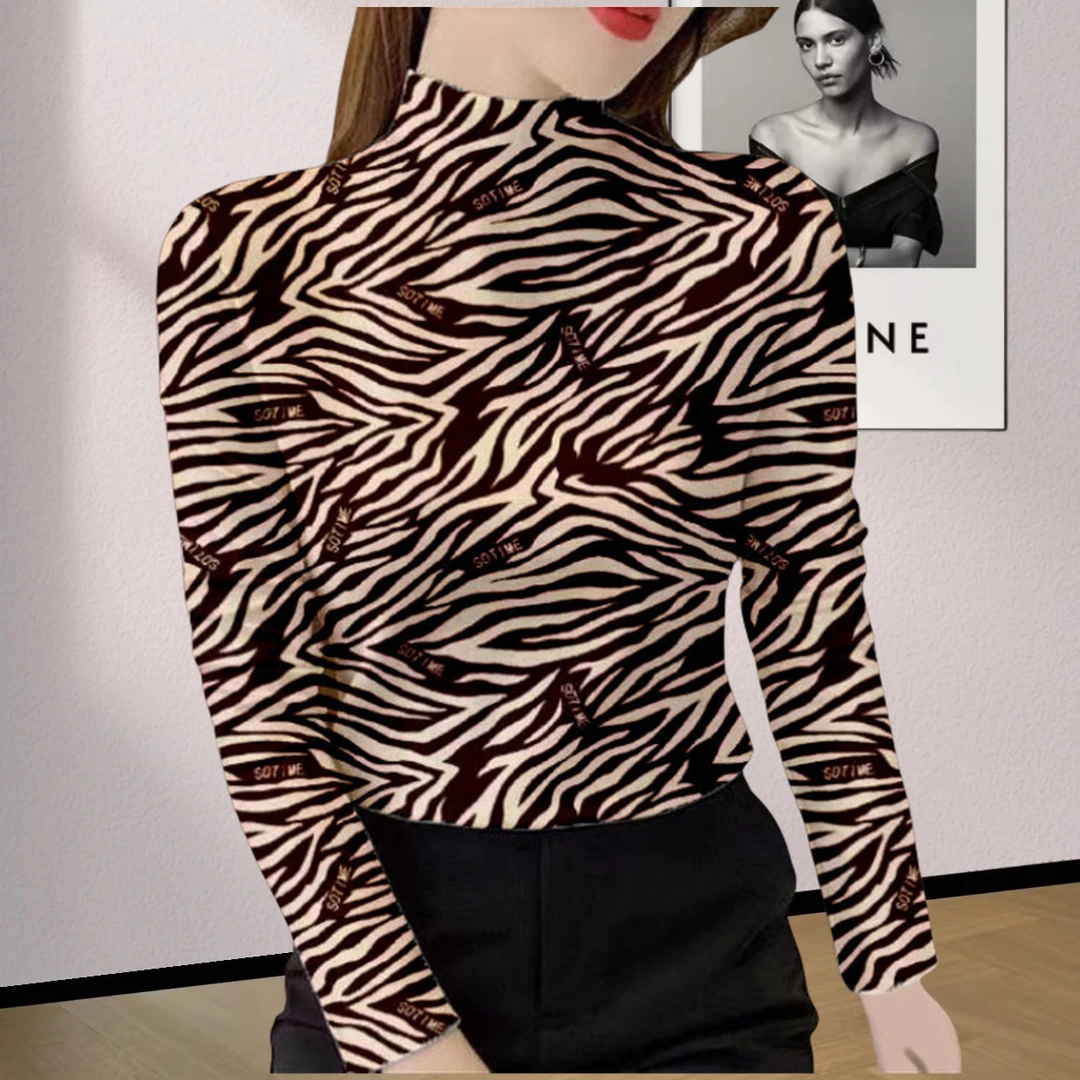 2023新款洋德绒半高领打底衫女内搭秋冬保暖t恤长袖上衣女气高档