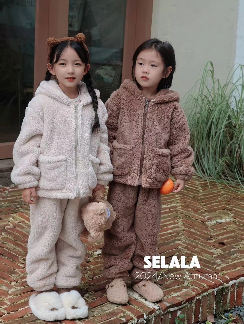 Miss Huo 儿童毛毛家居服  杏色 605