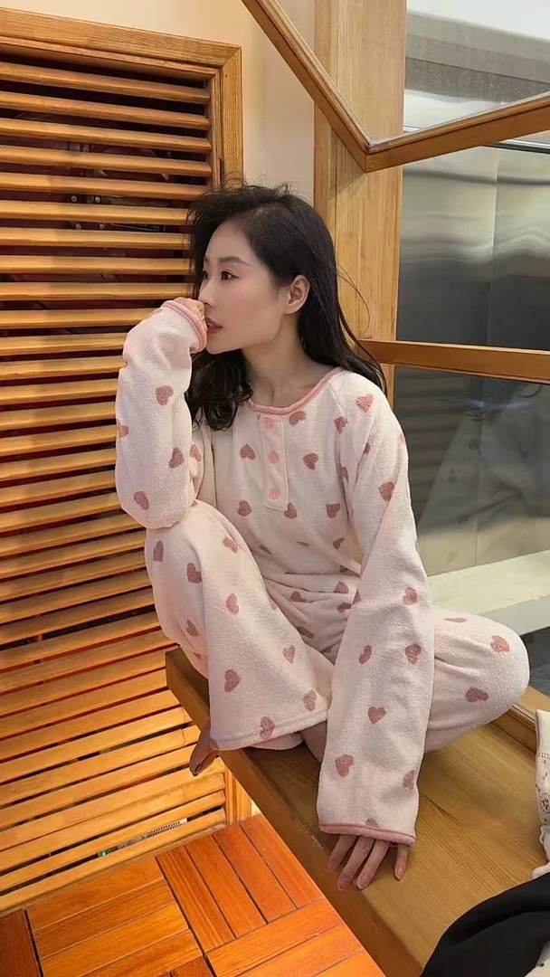 Miss Huo 爱心家居服 D 粉色 8840