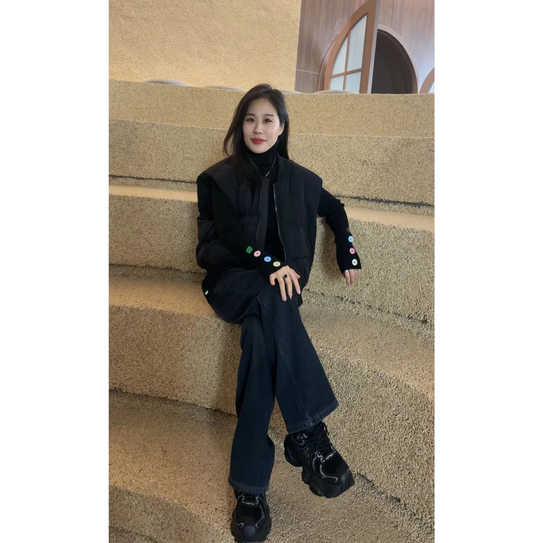 霍梦雪 加绒直筒裤 水泥灰B 8057