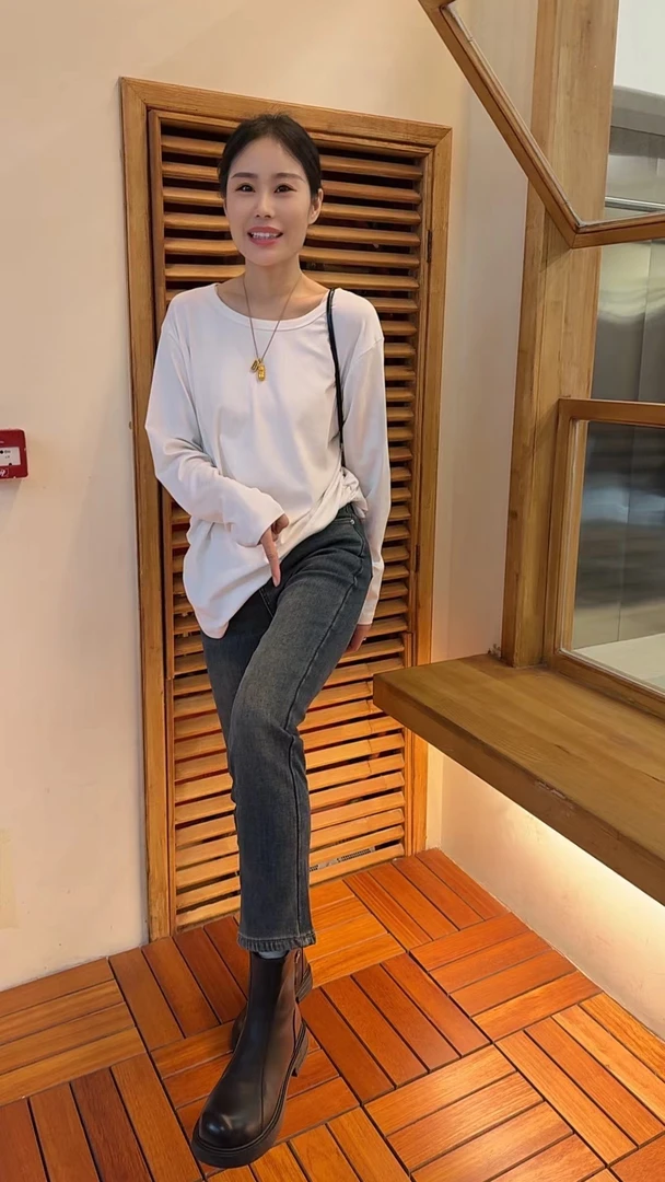 Miss Huo 加绒烟管裤 C 蓝色 9501