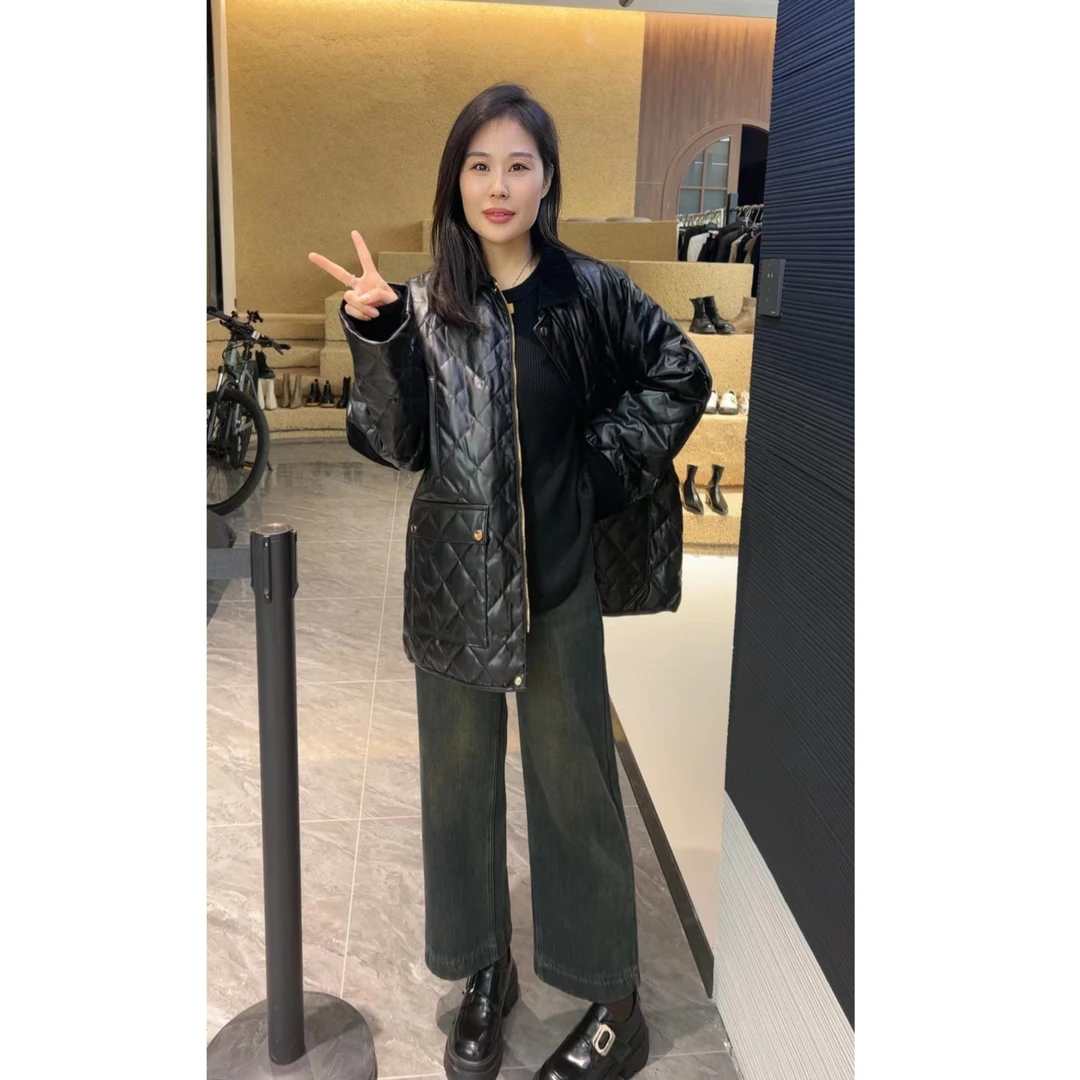 霍梦雪 加绒时尚九分裤 蓝色B 5602