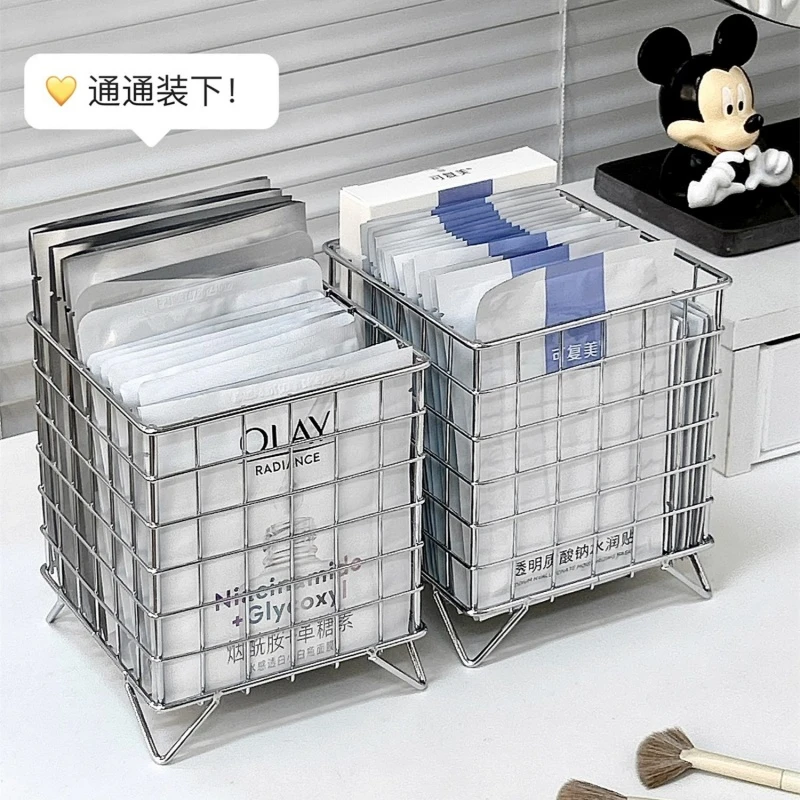 面膜收纳盒大容量梳妆台桌面护肤品收纳筐整理筐化妆品置物架D180