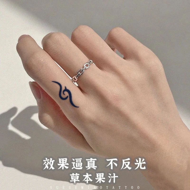 火焰纹身耳后手指图腾男女情侣款草本果汁纹身贴半永久持久逼真