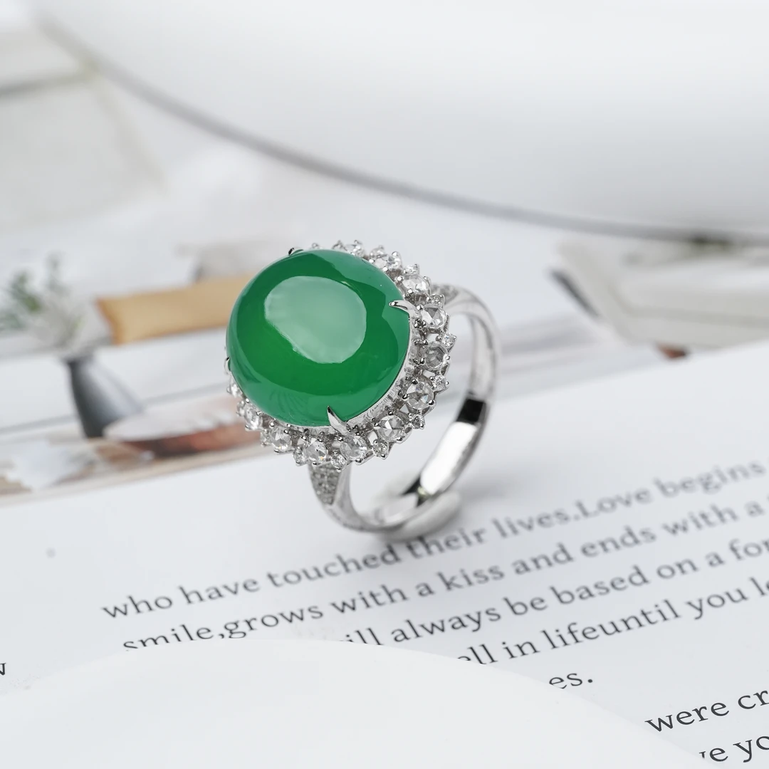 【元气翡翠甄选】天然缅甸翡翠a货高冰翡翠戒指高定珠宝