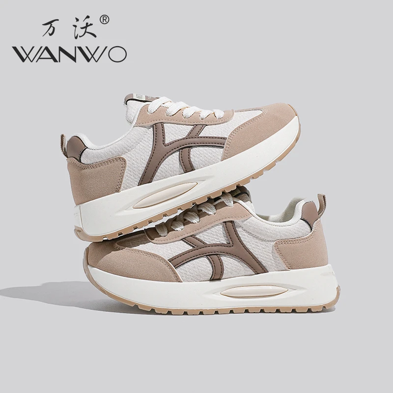 WANWO/万沃休闲女鞋增高五公分老爹鞋女显脚小百搭新款厚底运动