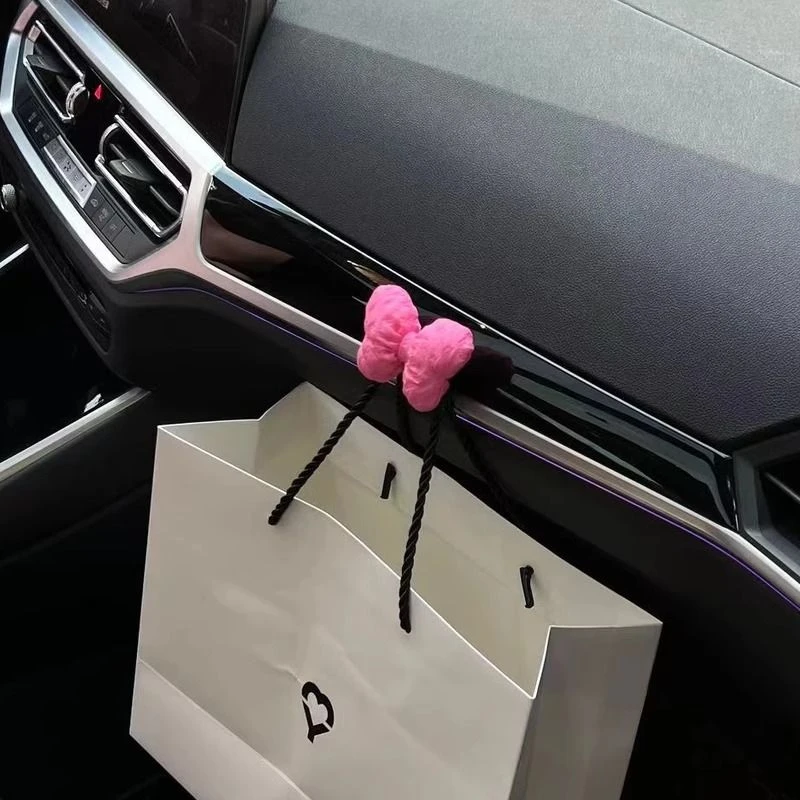蝴蝶结汽车前排挂钩可爱装饰品车载摆件车内创意女神粘钩粉色创意