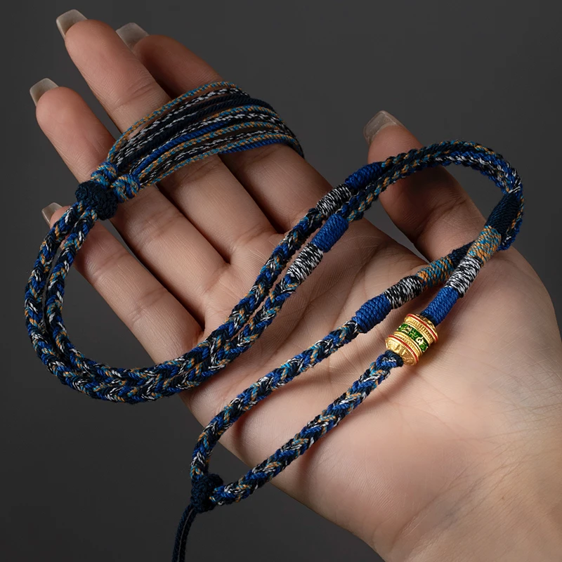 非金属布艺项链 藏式手搓棉绳民族风挂脖项链绳手工编织配绳古风