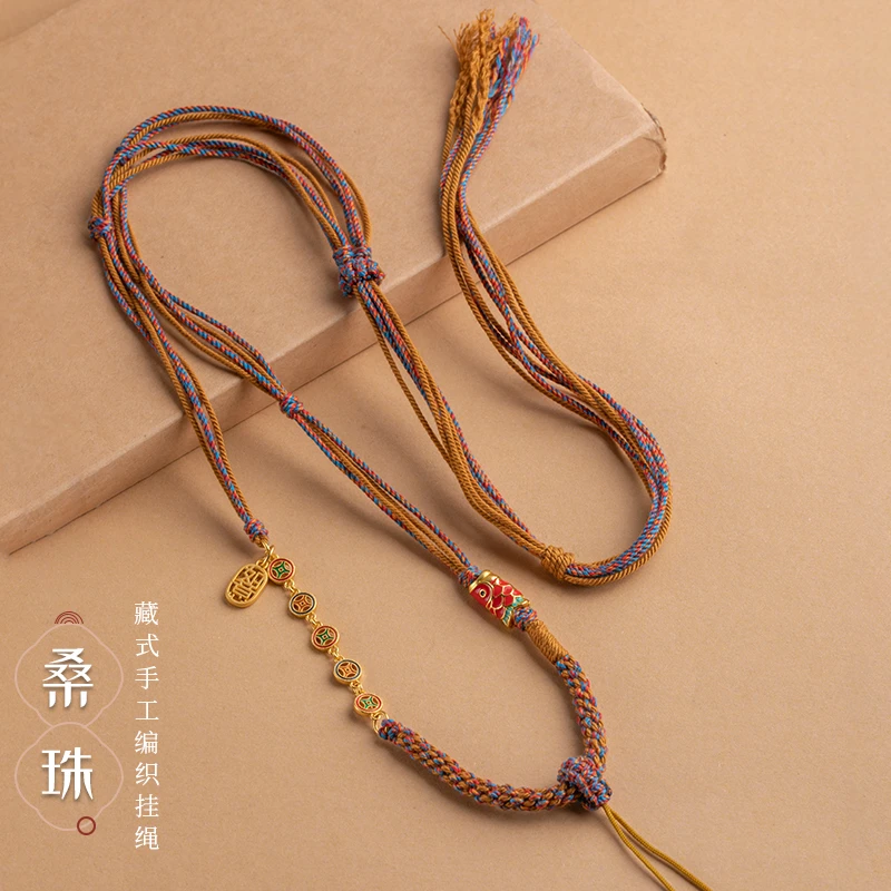 非金属布艺项链 新加坡藏式手工编织吊坠挂绳挂件项链绳高档