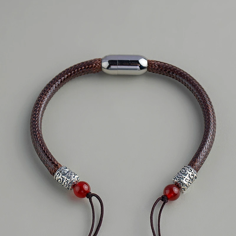 非金属手链 手链编绳半成品可穿珠平安扣好运珠黑皮绳男女手绳