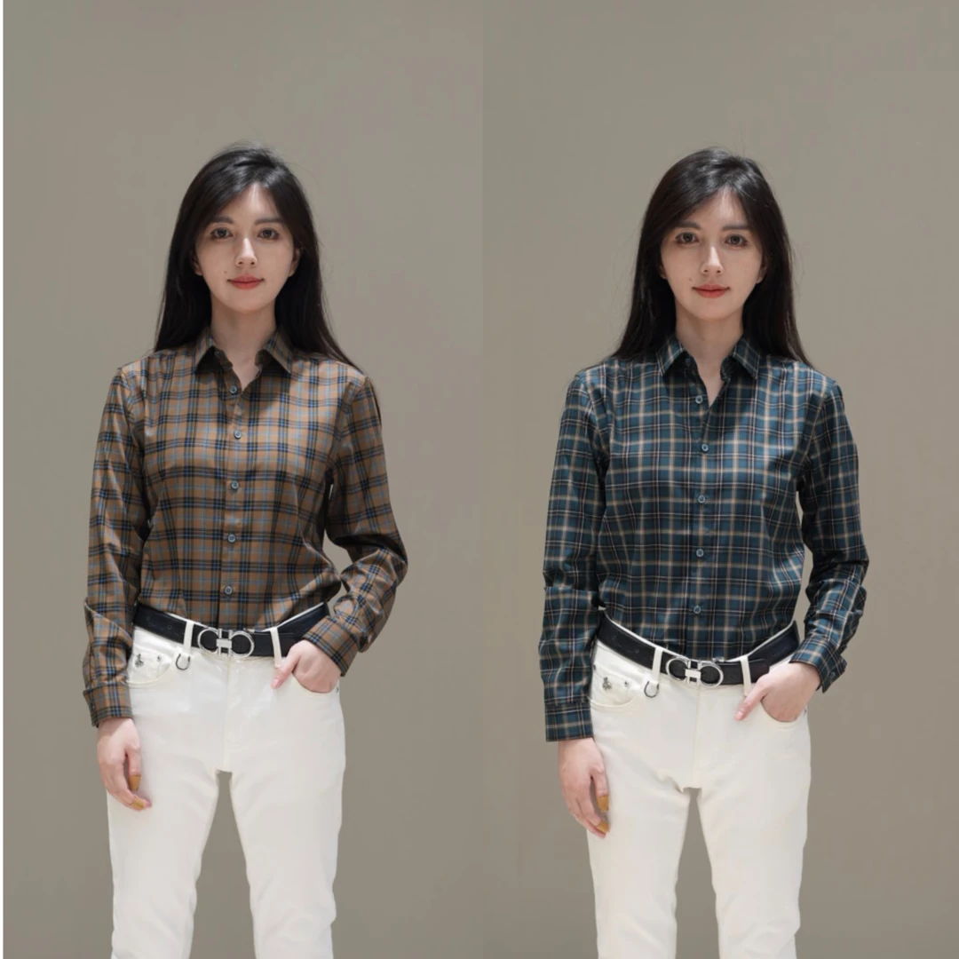 T&X/梯形2024新款男士百搭时尚显瘦休闲长袖格子衬衫（0083）