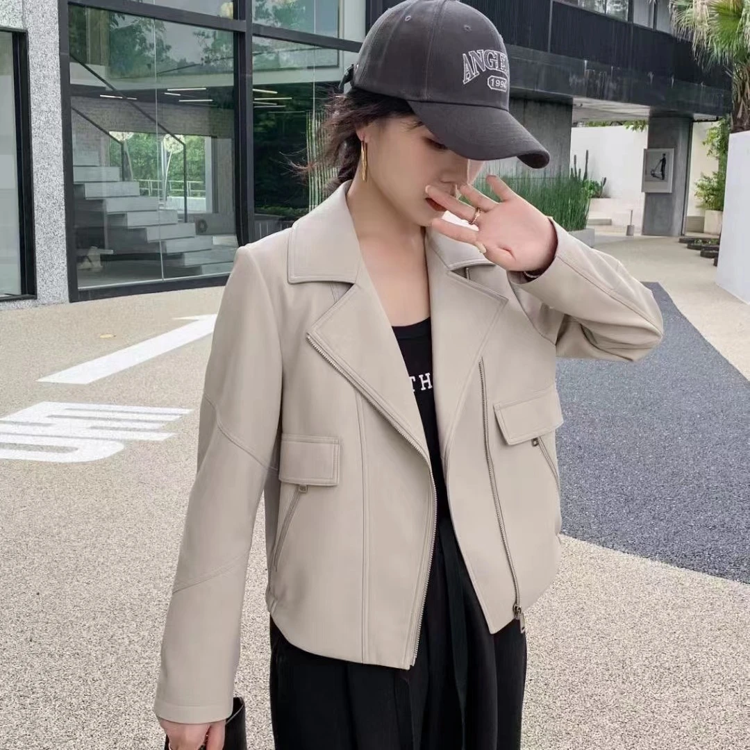 秋冬女机车皮夹克 酷帅拉链PU蛋白皮外套2154019