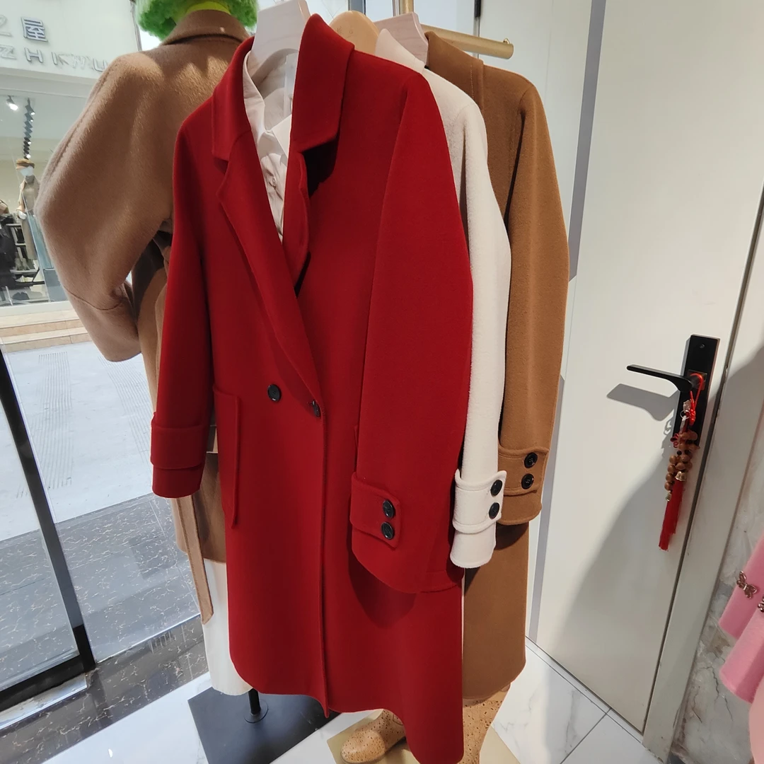 时尚百搭长款大衣外套94%羊毛6%羊绒大衣7205