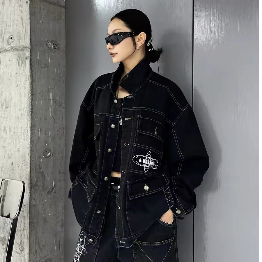 O-DOG 水洗牛仔套装 复古美式外套男女通款舞者潮流