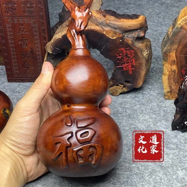 雷击枣木葫芦摆件手把件福禄天然枣木祈福摆件