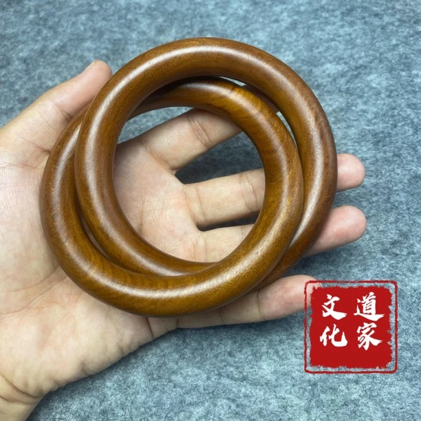 天然雷击枣木乾坤圈阴阳镯手把件