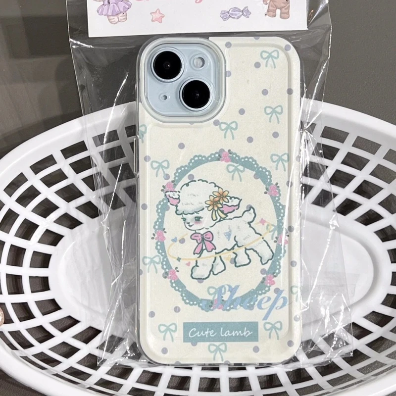蝴蝶结小羊苹果15/14/13promax手机壳12/11软壳xr/xs防摔78plus