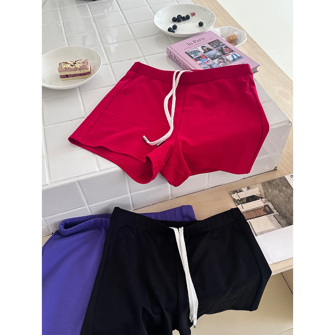 晶咕白标~叠叠乐bi备~弹力辣妹打底裤外穿紧身小短裤女夏季显瘦裤