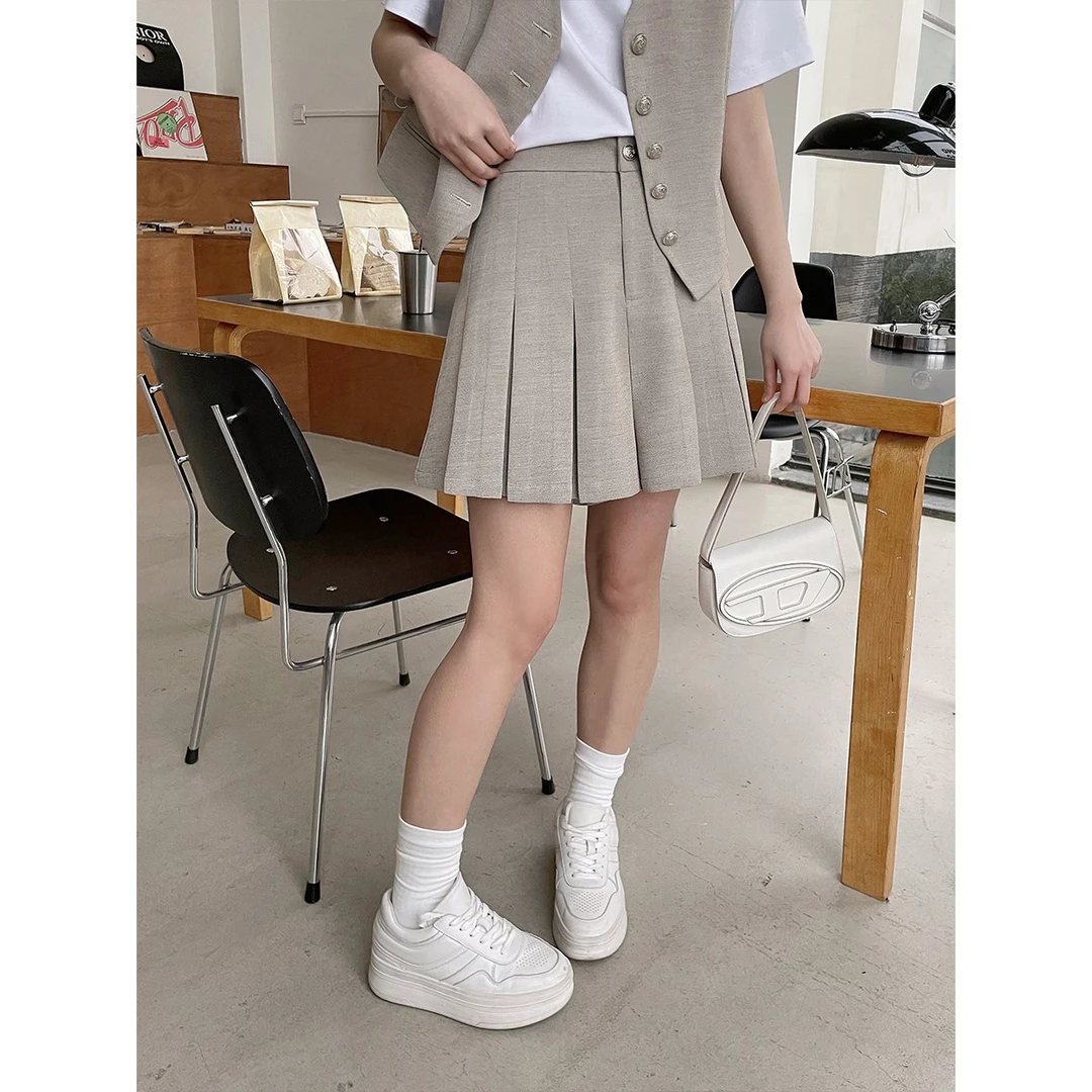 晶咕白标~学院风短款高腰百褶裙女装半身裙学生时尚气质