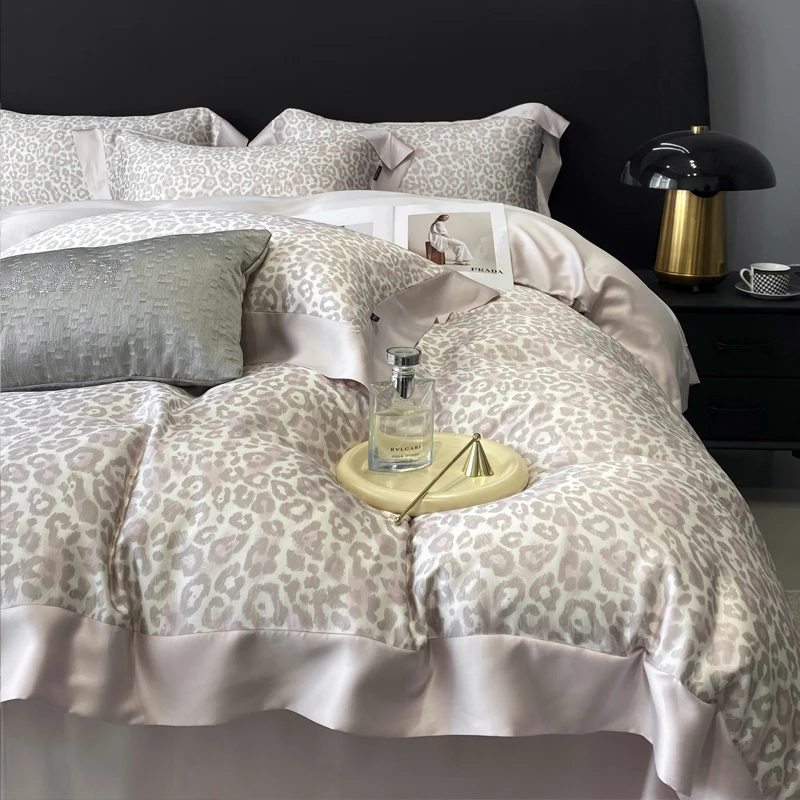 豹纹100支莱赛尔天丝四件套 轻奢高级感冰丝裸睡丝滑床单被套床品