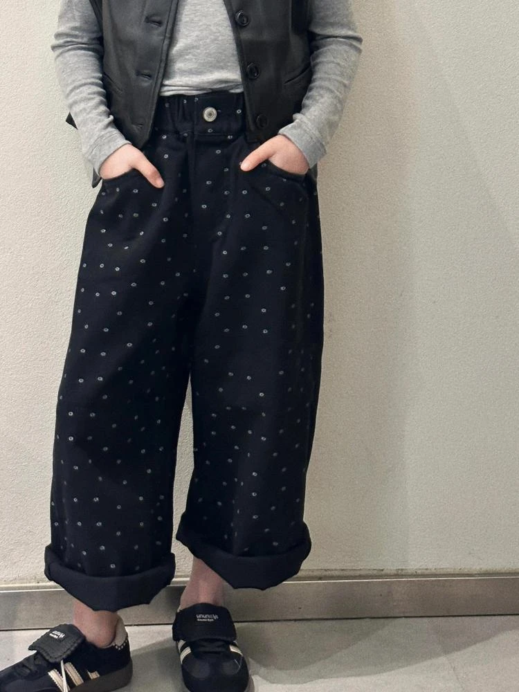 女孩女童裤子春秋新款时髦洋气小花直筒宽松长裤儿童休休闲牛仔裤