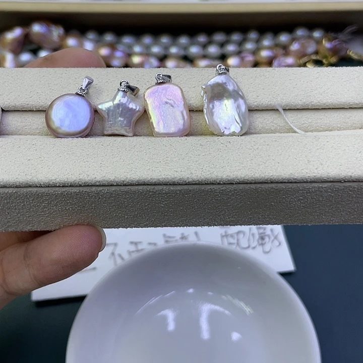 淡水珍珠吊坠(不含链)银S925镶嵌