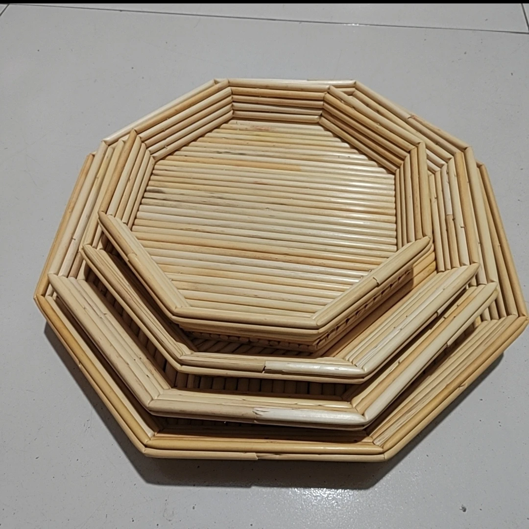 高粱杆盖帘纯手工家用高粱杆高沿八角盘水果盘干果盘饺子盘餐垫