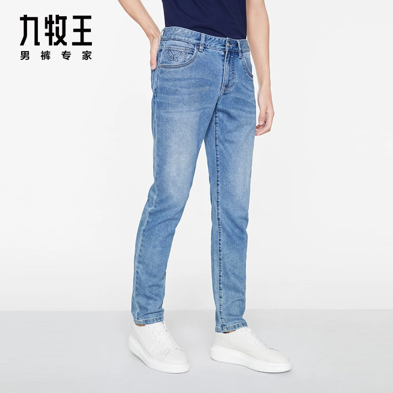 [弹力+休闲]九牧王男裤23春夏新款男士长裤商务粗布牛仔裤TJ1B101