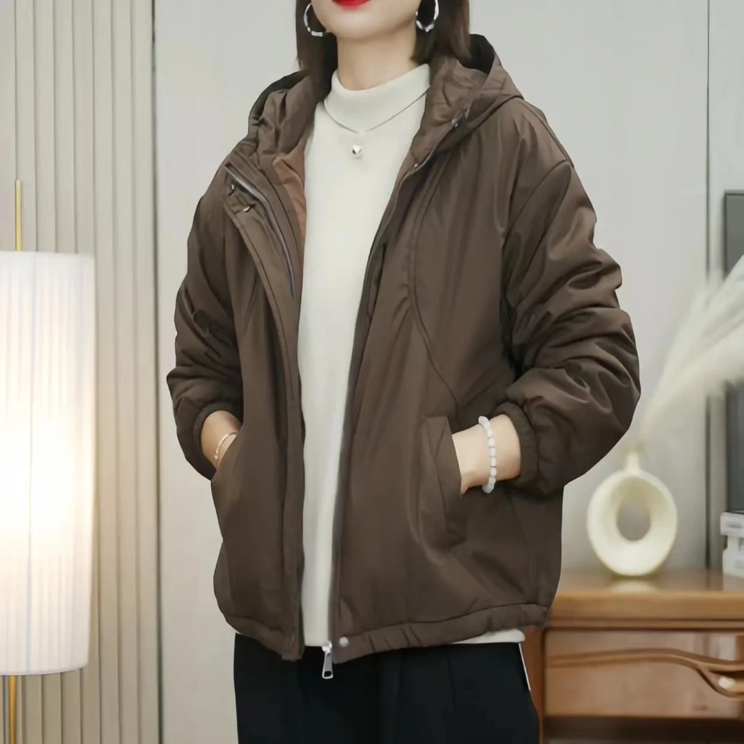 2024冬季新款棉服时尚休闲百搭【雅丹】连帽宽松纯色加厚保暖棉衣